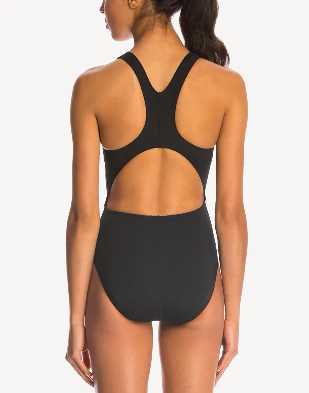 Solid Polyester Maxback One Piece Swimsuit
