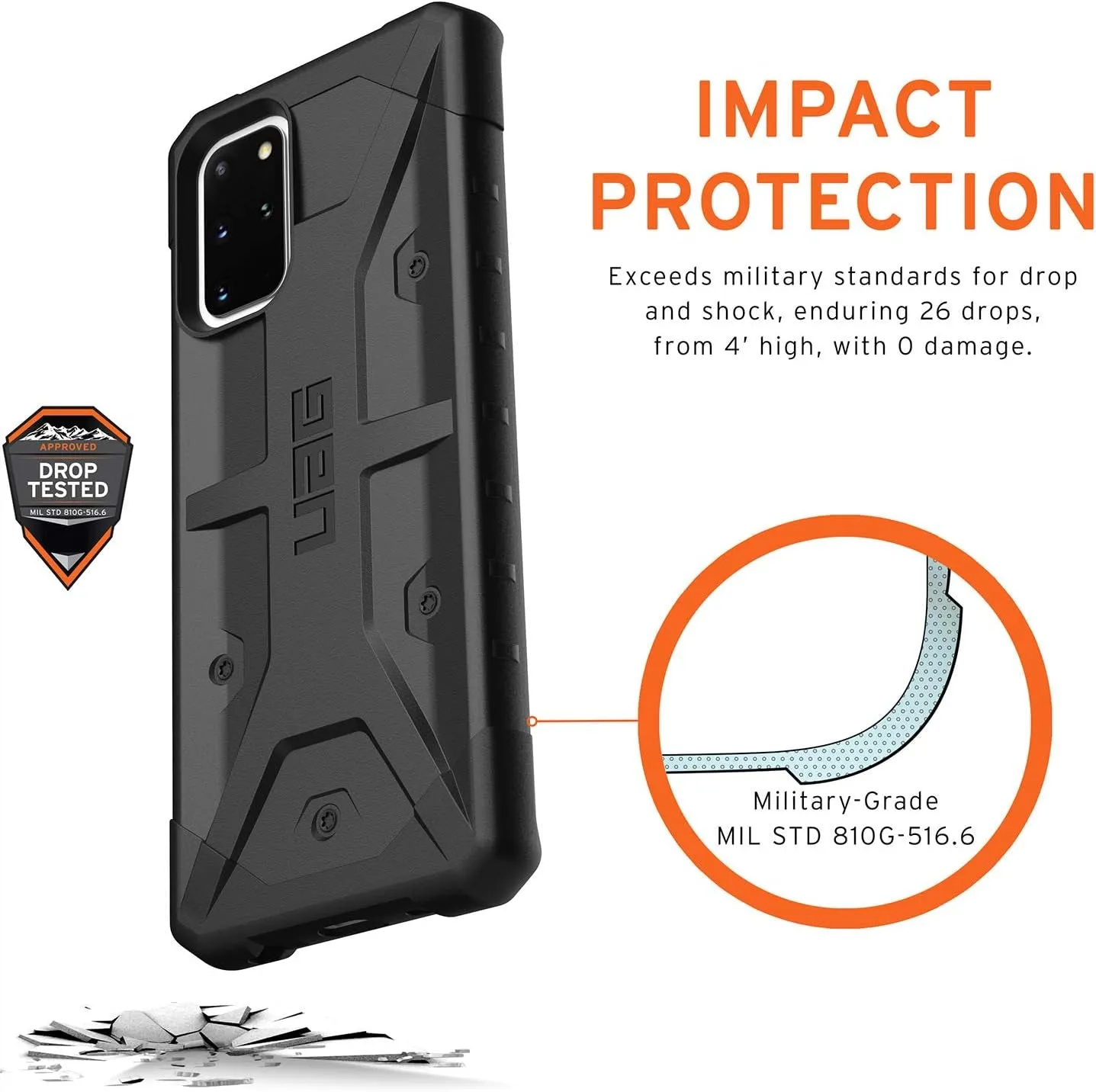 URBAN ARMOR GEAR Pathfinder UAG-GLXS20PLS-BK Shockproof Case for Galaxy S20 , Black