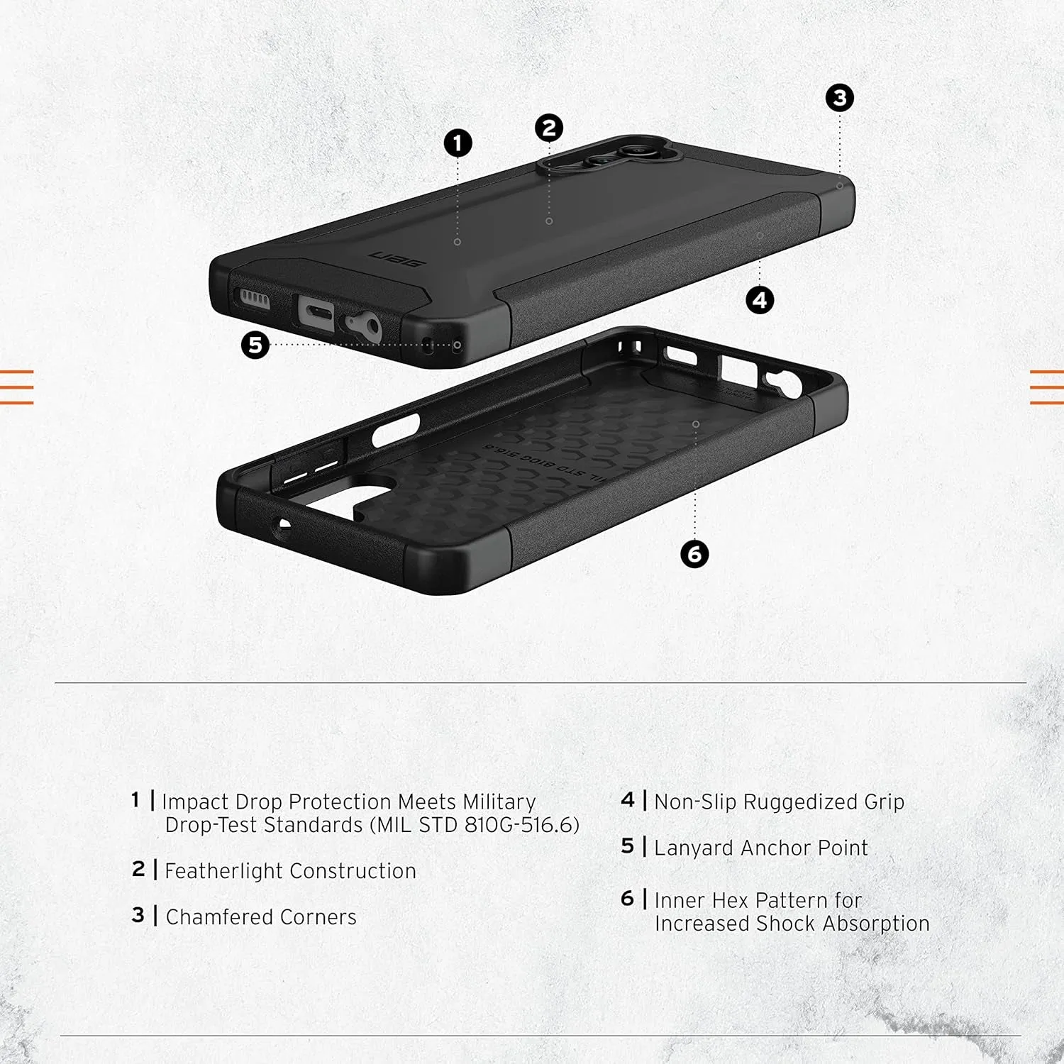 URBAN ARMOR GEAR UAG Designed for Samsung Galaxy A14 5G Case Scout Black, Rugged Lightweight Slim Drop Impact Resistant Non-Slip Protective Cover