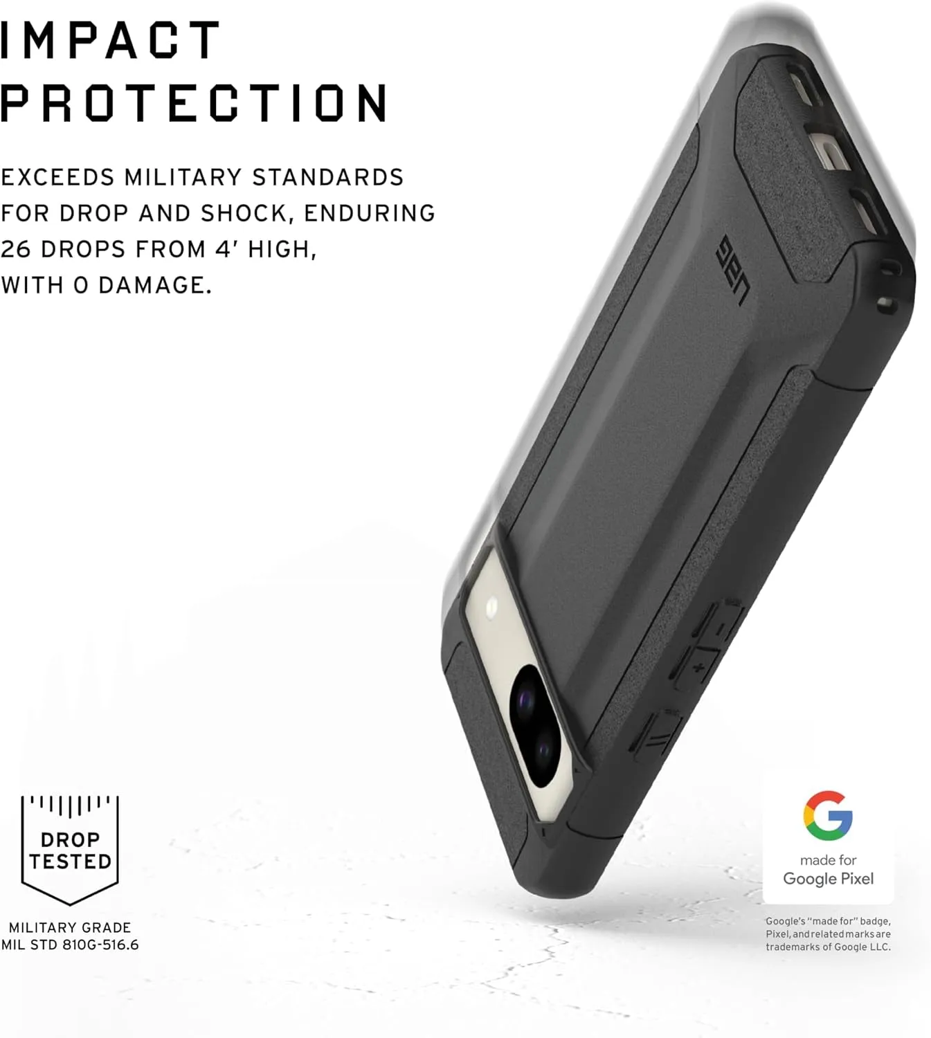 URBAN ARMOR GEAR UAG Made for Google Pixel 8A Case Scout Black, Premium Rugged Lightweight TPU Dropproof Shockproof Scratch Resistant Non-Slip Full Body Heavy Duty Protective Cover