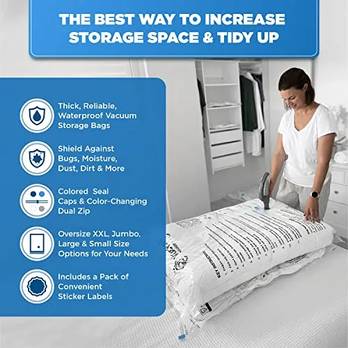 Vacwel 10 Pack Variety 5x Jumbo Vacuum Storage Bags 47 X 35 XXLarge 43 X 30