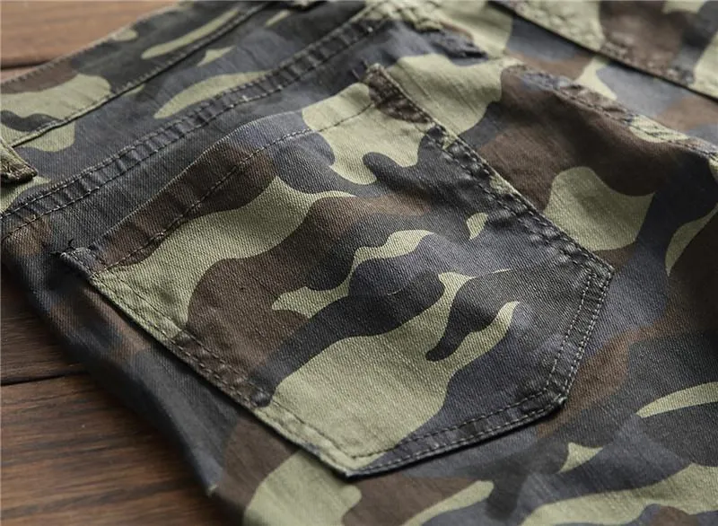 West Louis Camo Multi-Pocket Casual Jeans