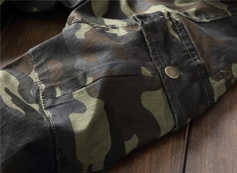 West Louis Camo Multi-Pocket Casual Jeans