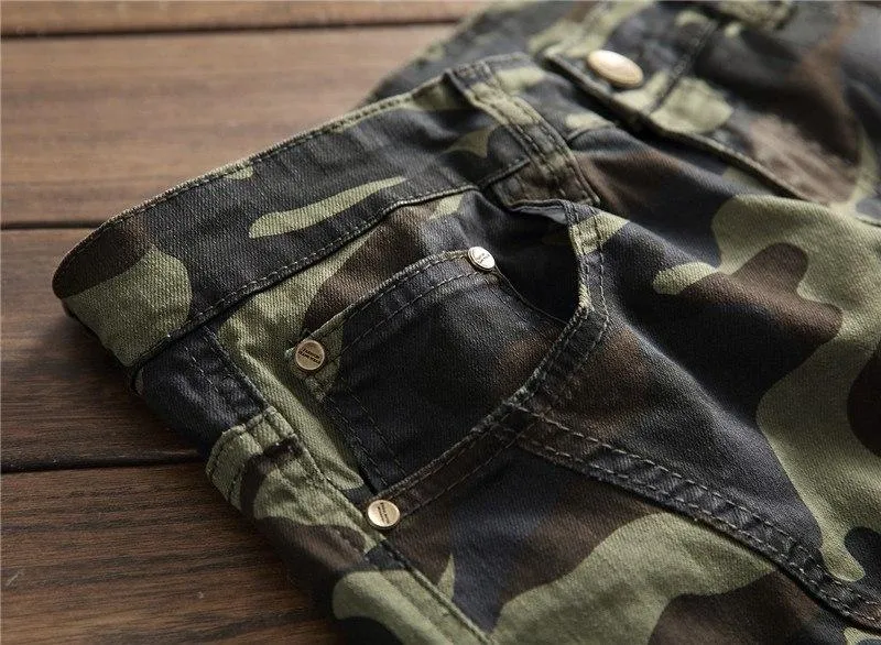 West Louis Camo Multi-Pocket Casual Jeans