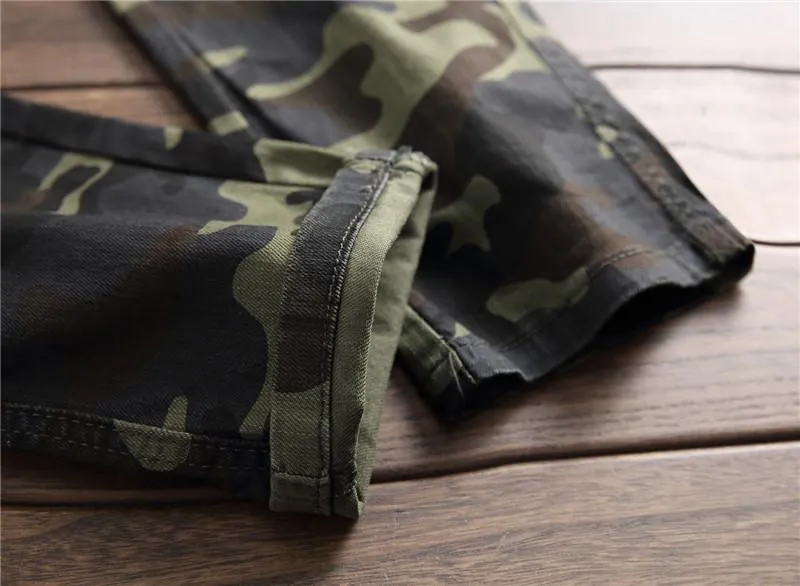 West Louis Camo Multi-Pocket Casual Jeans